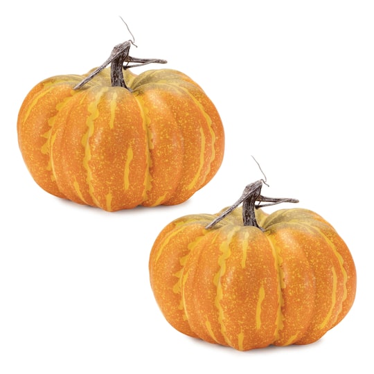 94591DS 10 x 8 in. Styrofoam Pumpkin, Orange & Yellow - Set of 2